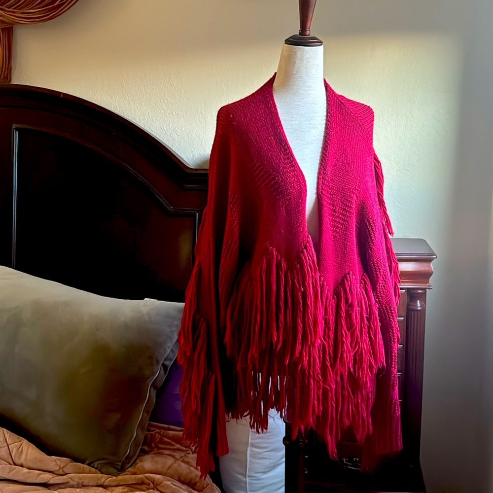 Cute country boho fringe sweater/cardigan